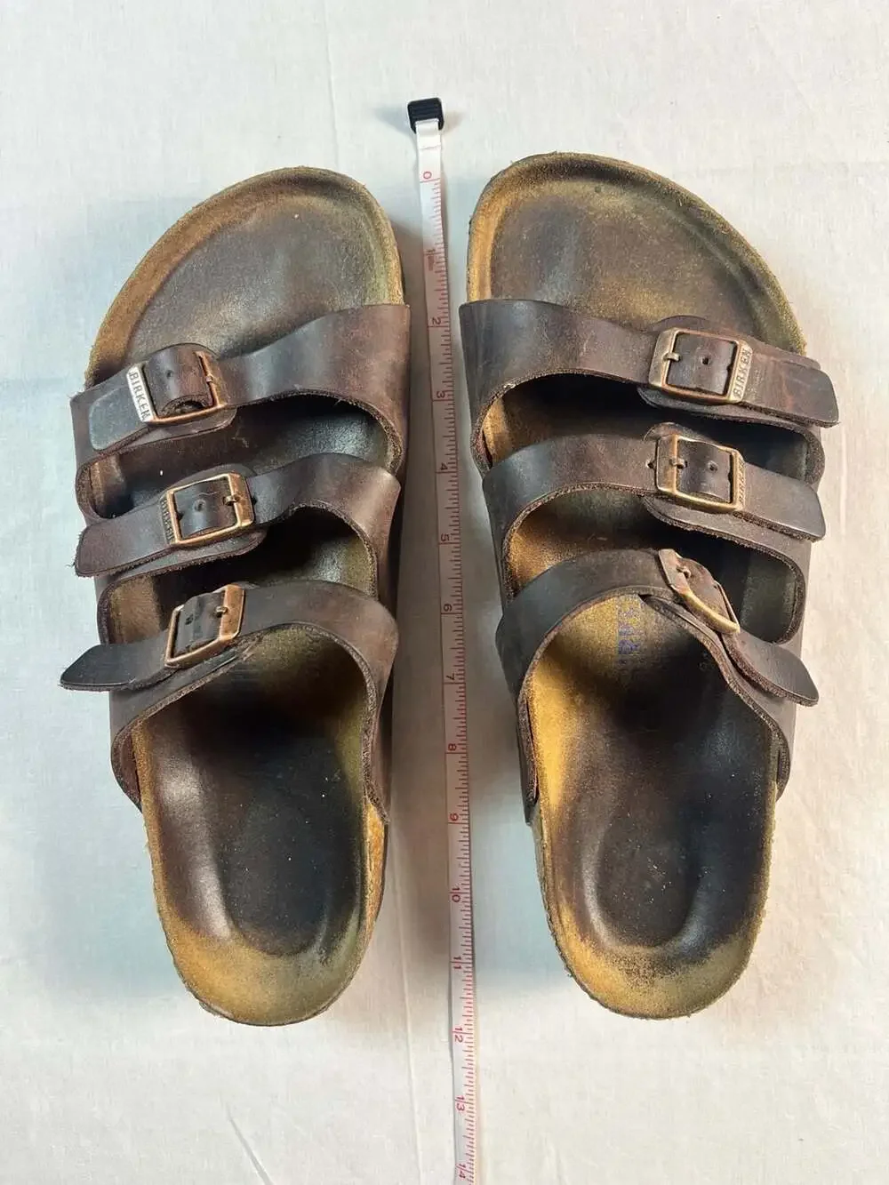Birkenstock Florida Three-Strap Brown Oiled Leather Sandals 41